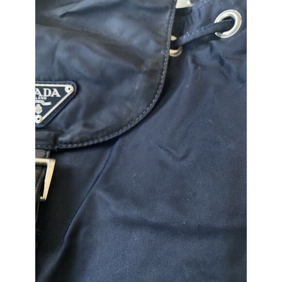 Authentic PRADA TESSUTO SILVER CHAIN / Leather Nylon Backpack - Black Silver - Picture 3 of 16